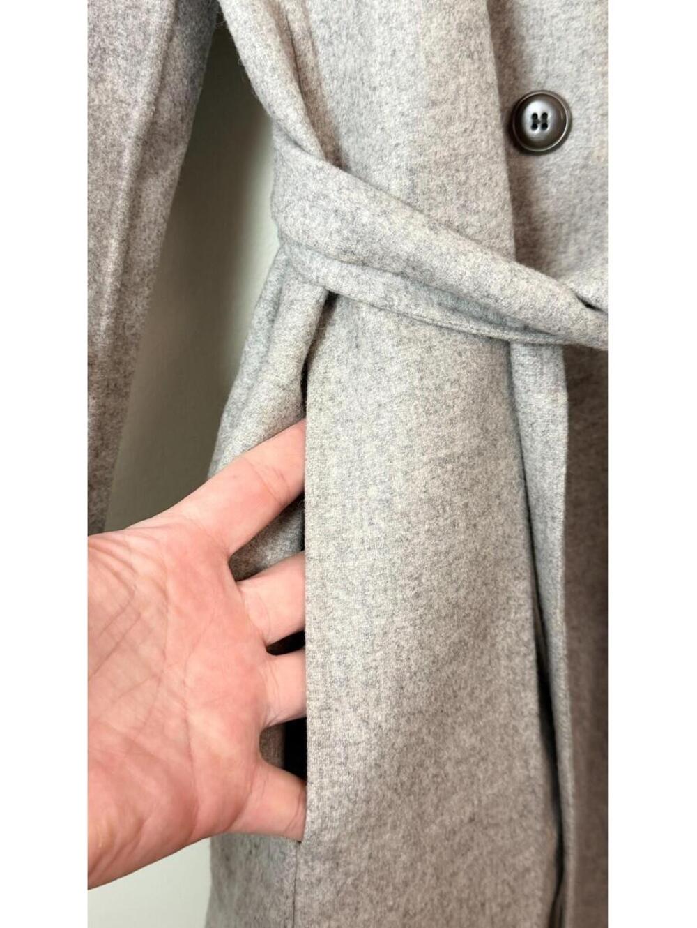 FERAUD CASHMERE BLEND TRENCH HEATHER GRAY COAT 10 - Picture 6 of 12